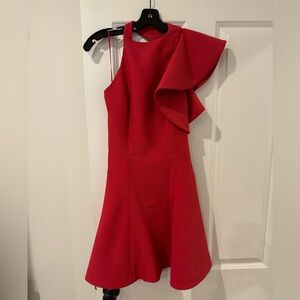 C/Meo Collective dress. Size XS. Short. Backless. Asymmetrical neckline w/ruffle